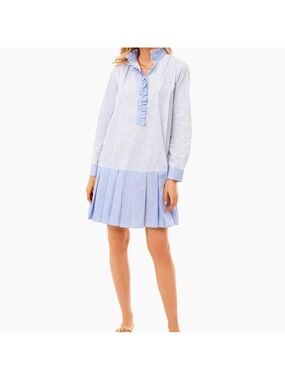 Tuckernuck Gentleman’s Stripe Tate Light Blue and White Striped Dress, Large